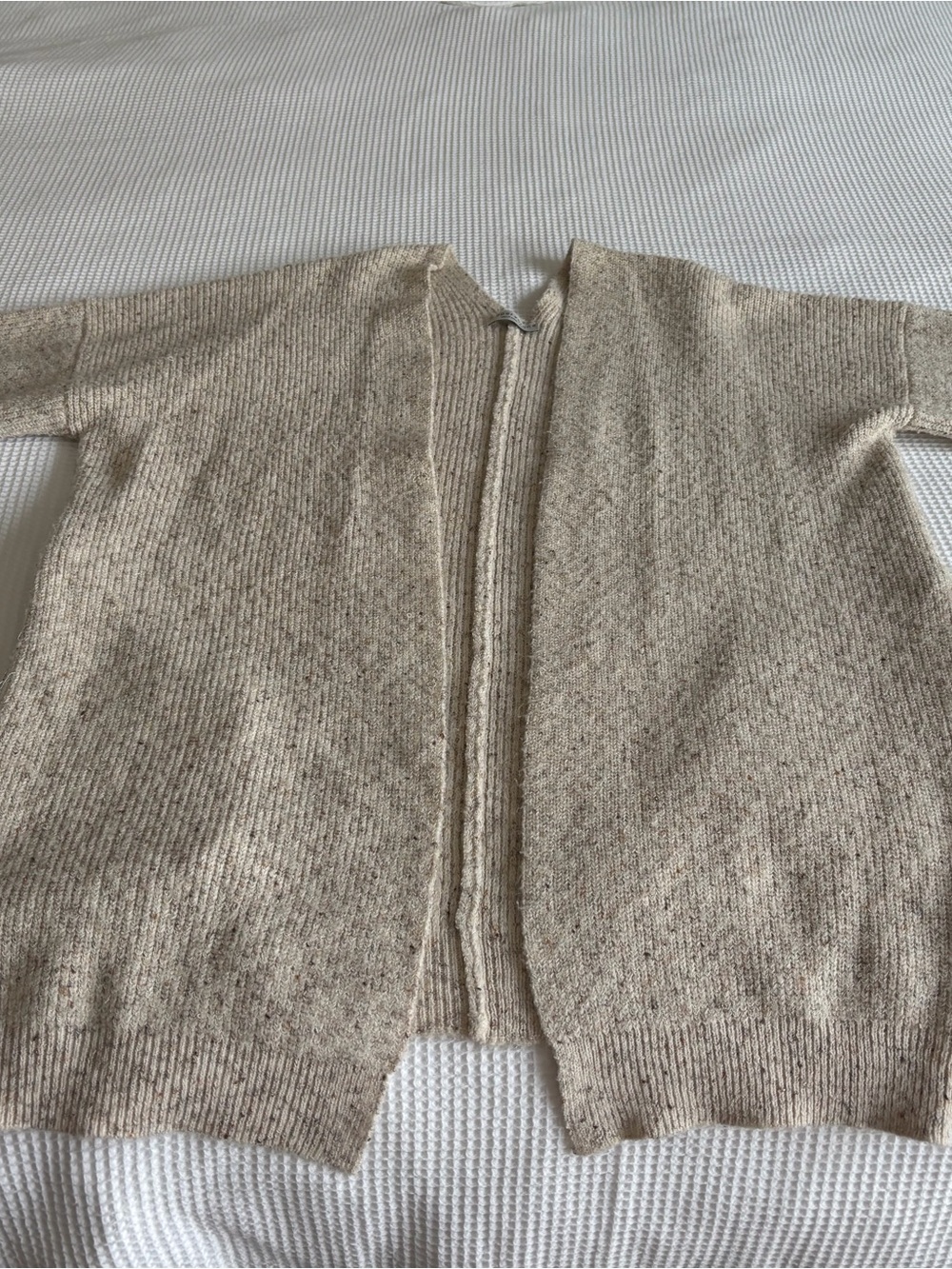 Paper Crane Beige Open-Front Knit Cardigan